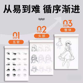 批发漫画入门手绘描摹本动漫人物线稿描绘线描儿童描画美少女古风