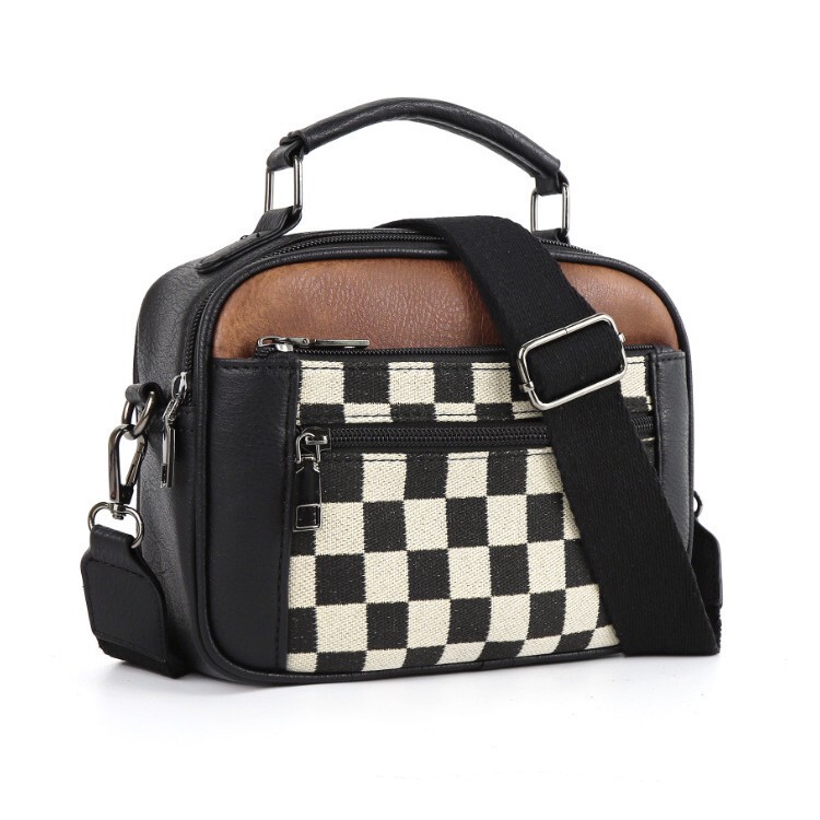 Bags Amazon Small Square Bag Pu Checkerboard Bag Large Capacity Bag Color-Blocked Crossbody Bag Women's Bag Shoulder Bag Wallet