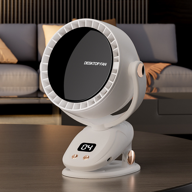 Nuevo ventilador de bucle USB, pantalla digital multifuncional, ventilador sin hojas, ventilador eléctrico para acampar al aire libre, mini ventilador de clip recargable de escritorio
