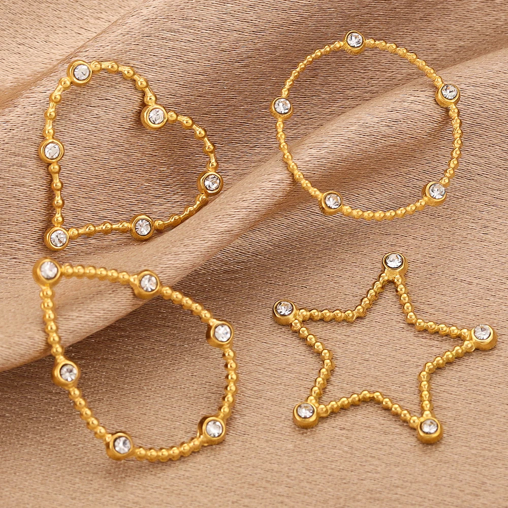 DIY Jewelry Accessories Classification 4 PCS/Package Quantity 4 PCS/Package 21.5mm Diameter 304 Stainless Steel Zircon Solid Color Pendant Jewelry Accessories