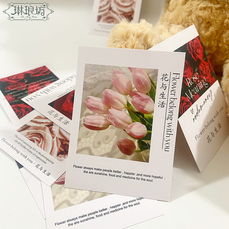 Linlang cuadrado diosa Festival nuevas flores embalaje de regalo tarjeta de felicitación Tulip Tarjeta rosa 30 de espesor de cartón blanco