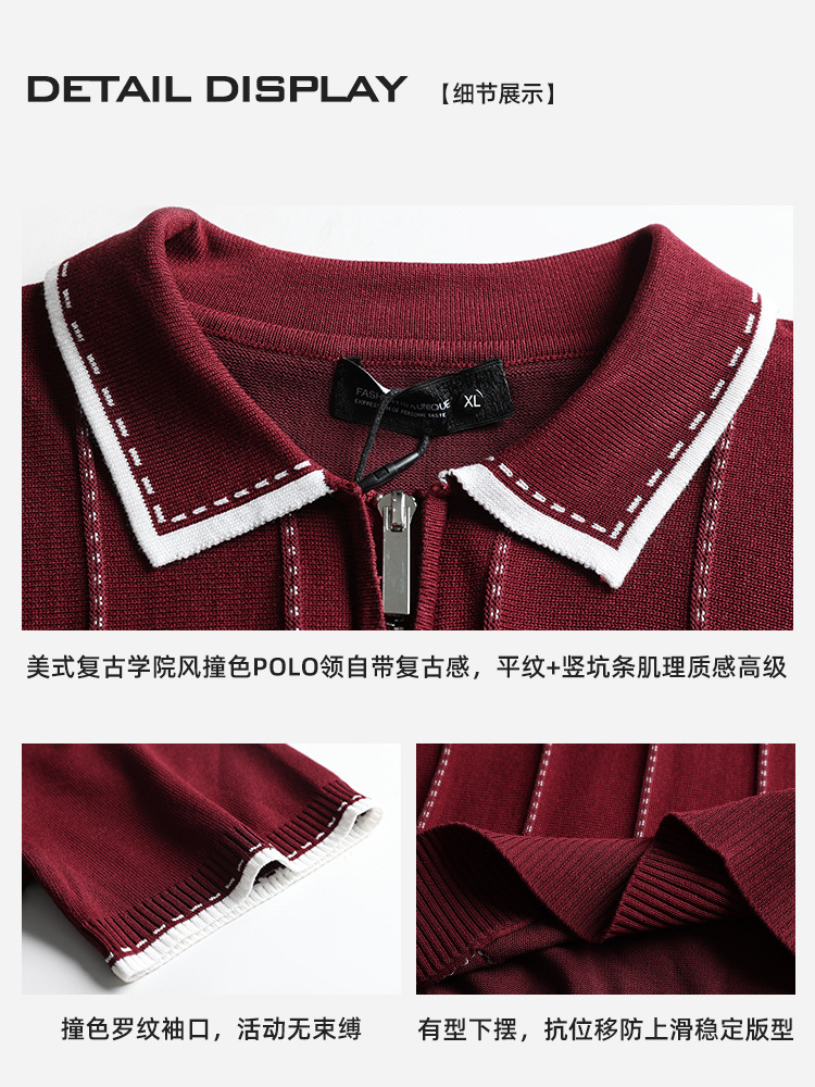 Europa y los Estados Unidos vieja camiseta de polo de punto de hombre con solapa vertical rayas de manga corta de negocios casual ropa de hombre camiseta de verano