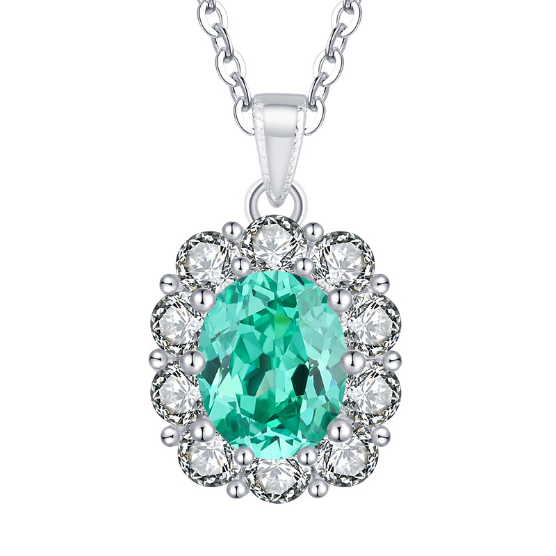 Zhuang Sheng joyería S925 plata simulación verde turmalina Paloma huevo traje de moda piedra principal colgante 8*10 espárragos 6*8