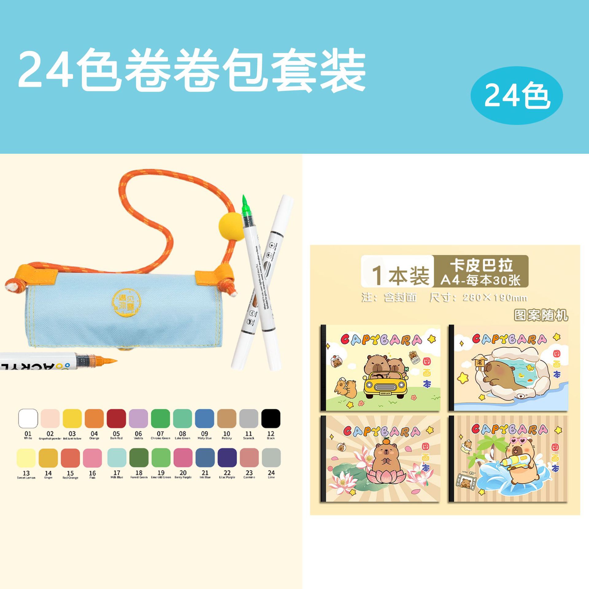 Conjunto de paquetes de 24 colores (incluido 1 juego de bolígrafo + libro de dibujos)