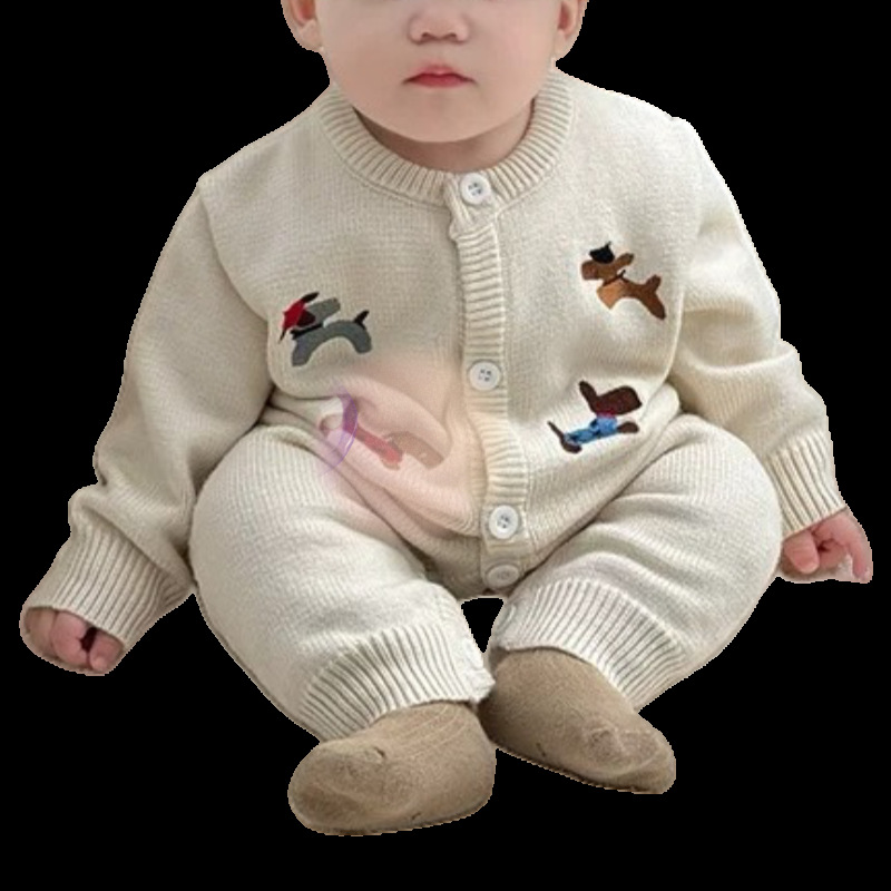 Ropa de bebé de estilo occidental, suéter bordado de punto de primavera y otoño, hombres y mujeres, bebé, mono, bebé, luna llena, gatear