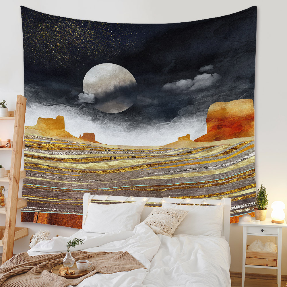 Bohemian Moon Mountain Painting Wall Cloth Decoration Tapestry Wholesale Nihaojewelry display picture 221