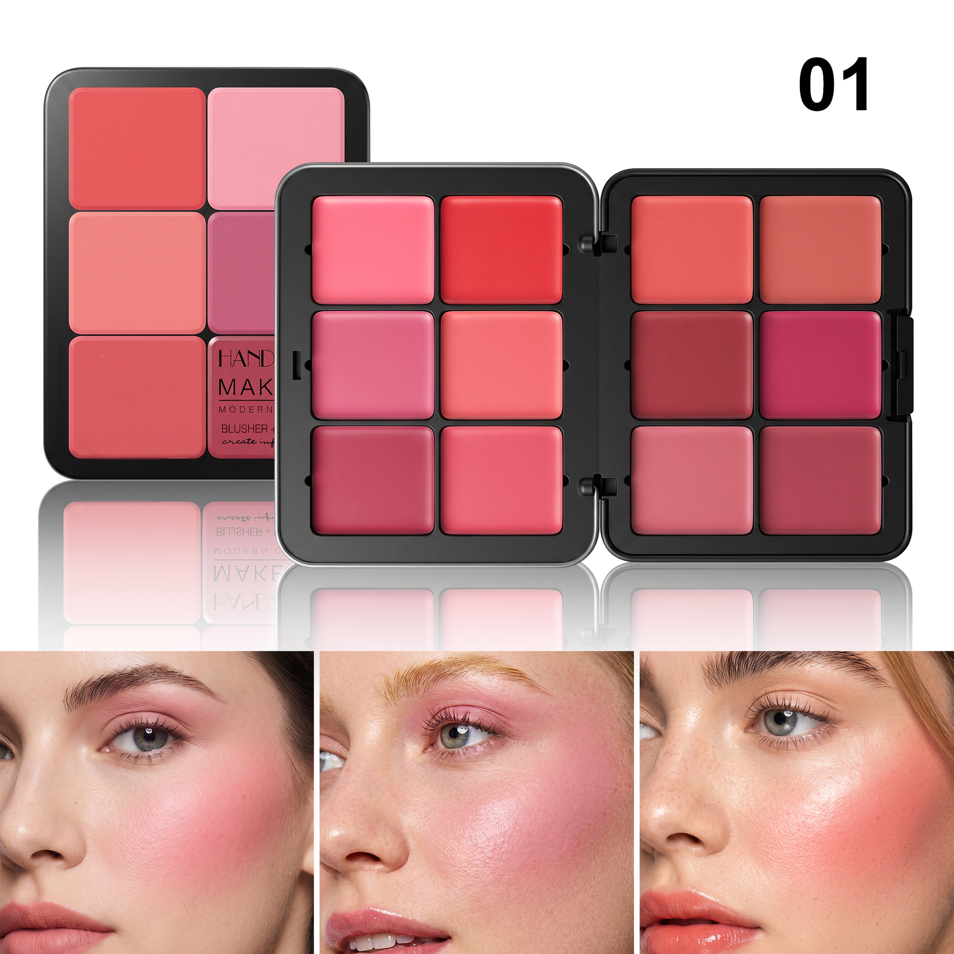 Transfronterizo 12 color caja de hierro bandeja de blush multiuso Handaiyan concealer bandeja de mejora de brillo mate blush
