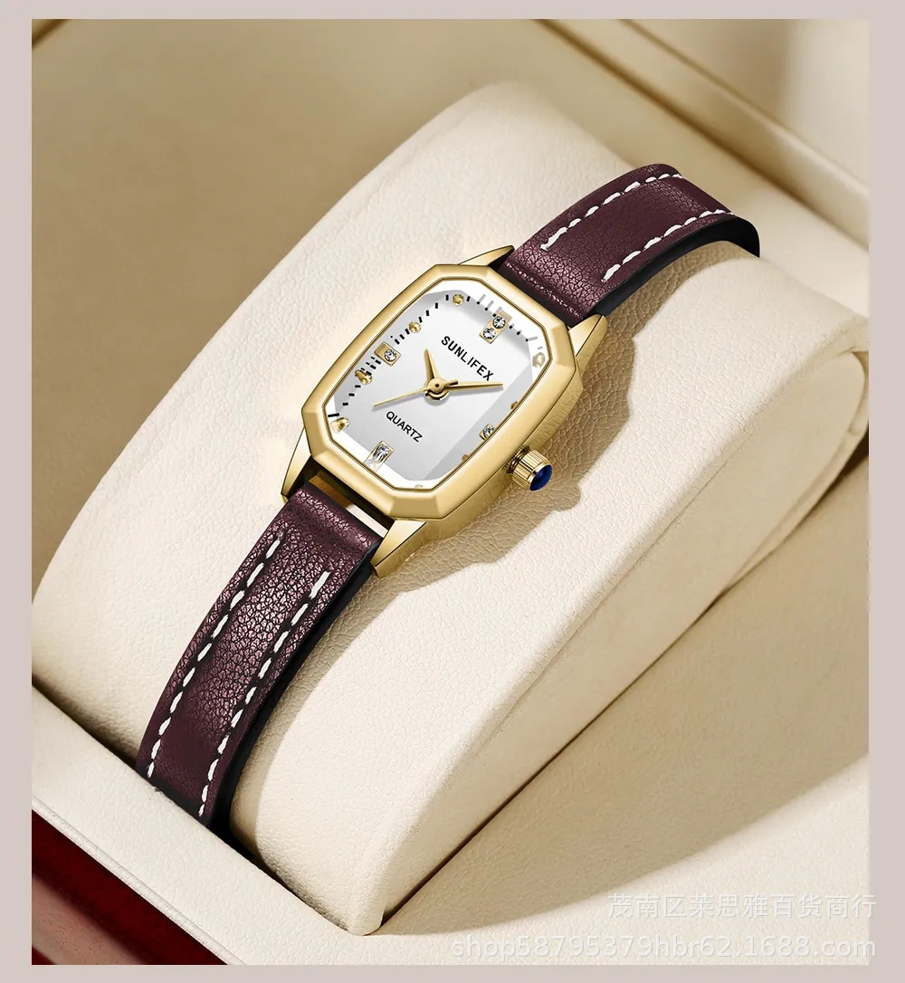 SUNLIFEX レディース ウォッチ カジュアル 通勤 多用途 コンパクト 中古 シンプル スクエア ベルト クォーツ時計 腕時計