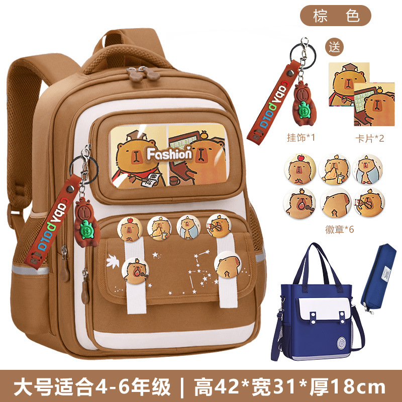 Nueva mochila escolar para niños Capibara para estudiantes de primaria, niños y niñas, grados 1,23 a 6, mochila de carga de gran capacidad