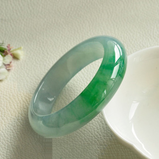 Myanmar Jade Bracelet Ice Green Jade Jade Bracelet Women's Imperial Concubine Bracelet Round Strip Flower Bracelet Jade Gift