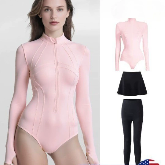 Белый купальник, с длинным рукавом, защита от солнца, большой размер