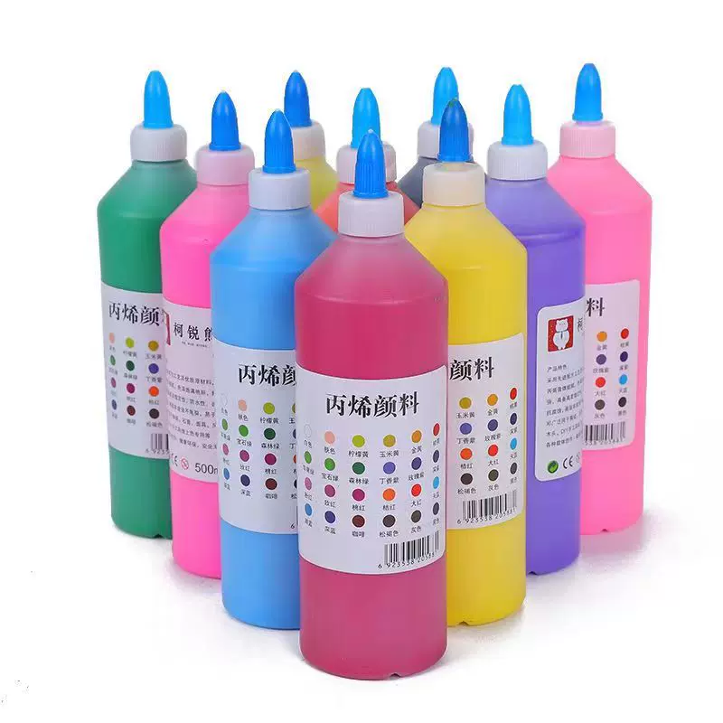 大瓶丙烯颜料500毫升广场摆摊儿童涂鸦石膏娃娃彩绘幼儿园涂料
