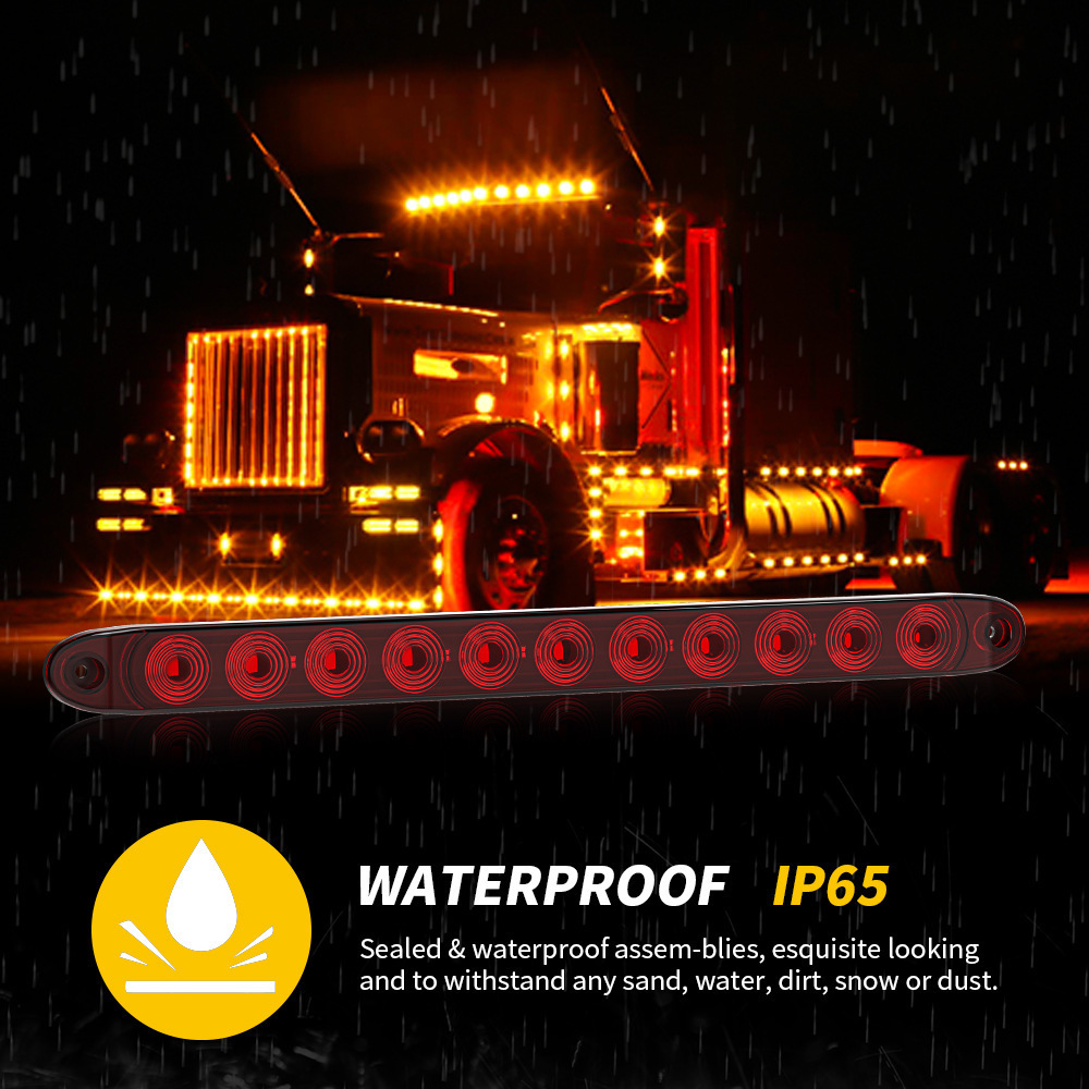 Suitable for Truck Tail Lights 11Led High Brake Lights 12V Turn Signal Lights Modified Long Tail Lights Red Light