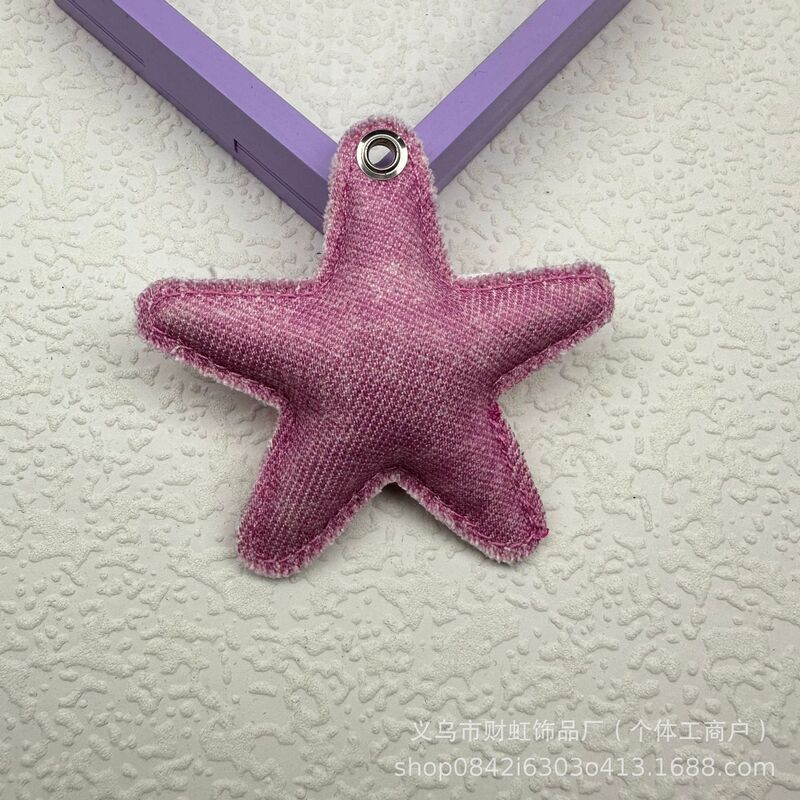 牛仔布艺充棉五角星星钥匙扣手机链包挂DIY饰品手工材料服饰配件|undefined