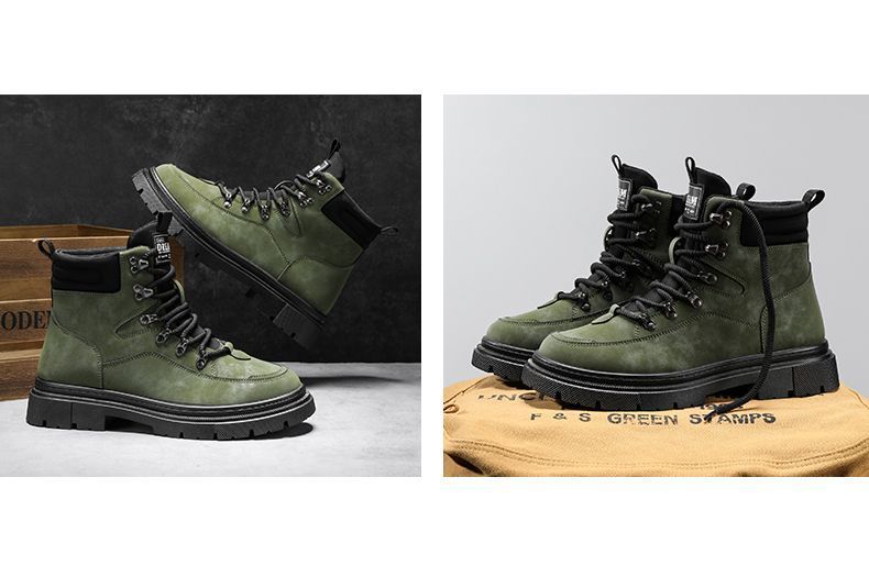 ShoeGlobe Men's Martin 2025 Autumn Winter New High-top American Retro Work Outdoor Waterproof Wear-resistant Hiking Boots Cotton_voghion.com