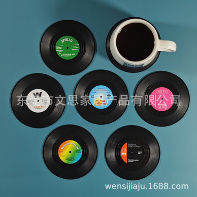 Vintage CD Coaster Vinyl Beer Bar mats Plastic coffee Cup mat Cross border product Manufactor Direct selling