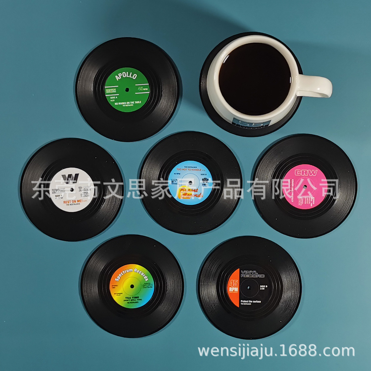 热销复古CD杯垫黑胶唱片啤酒吧垫塑料咖啡茶杯垫跨境产品厂家直销