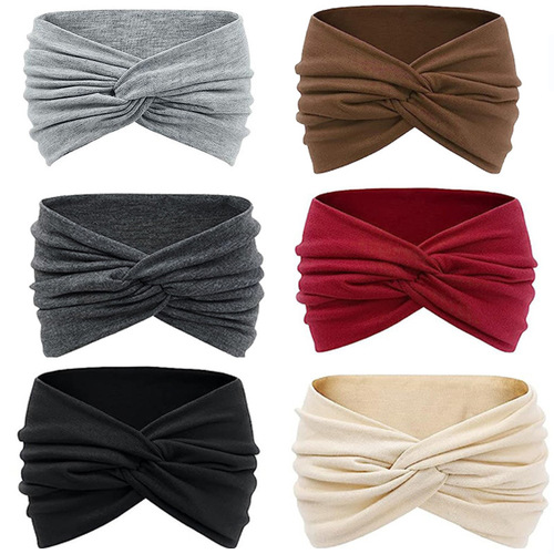 Amazon wide-brimmed headband women's sports non-slip headscarf sweat-absorbent retro European and American hair accessories big head headband wholesale