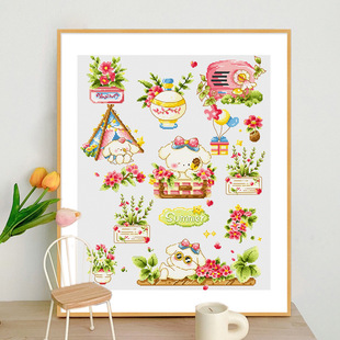 Factory Direct delivery one piece cross stitch simple modern cute cartoon curly rabbit children's room handmade embroidery