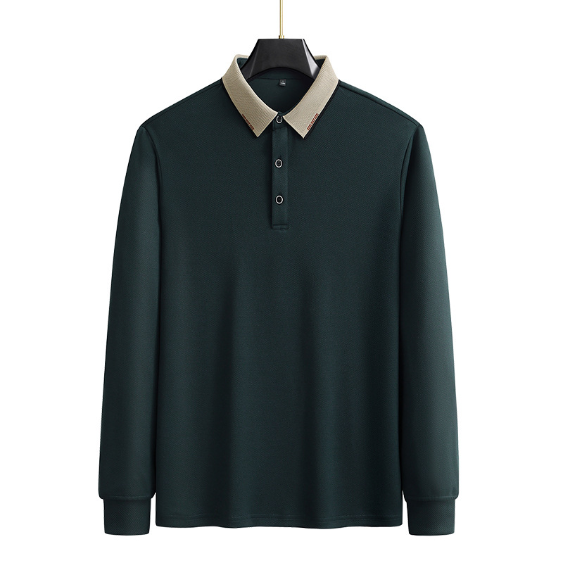 Primavera y otoño para hombres de manga larga papá delgada polo más camiseta de solapa de tamaño grande camiseta para hombres de camiseta de base casual
