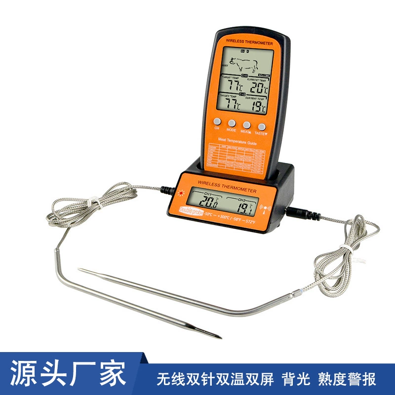 Оптовая двойной зонд с подсветкой беспроводной печь термометр Открытый барбекю гриль стейк беспроводной термометр с сигнализацией