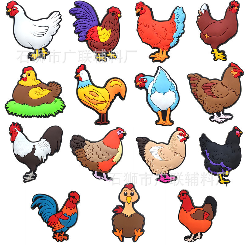 Rooster Hen Pet Chicken Series Hole Shoes Flower Shoe Buckle Detachable Decorative Buckle Amazon Cross-border Hot Sale