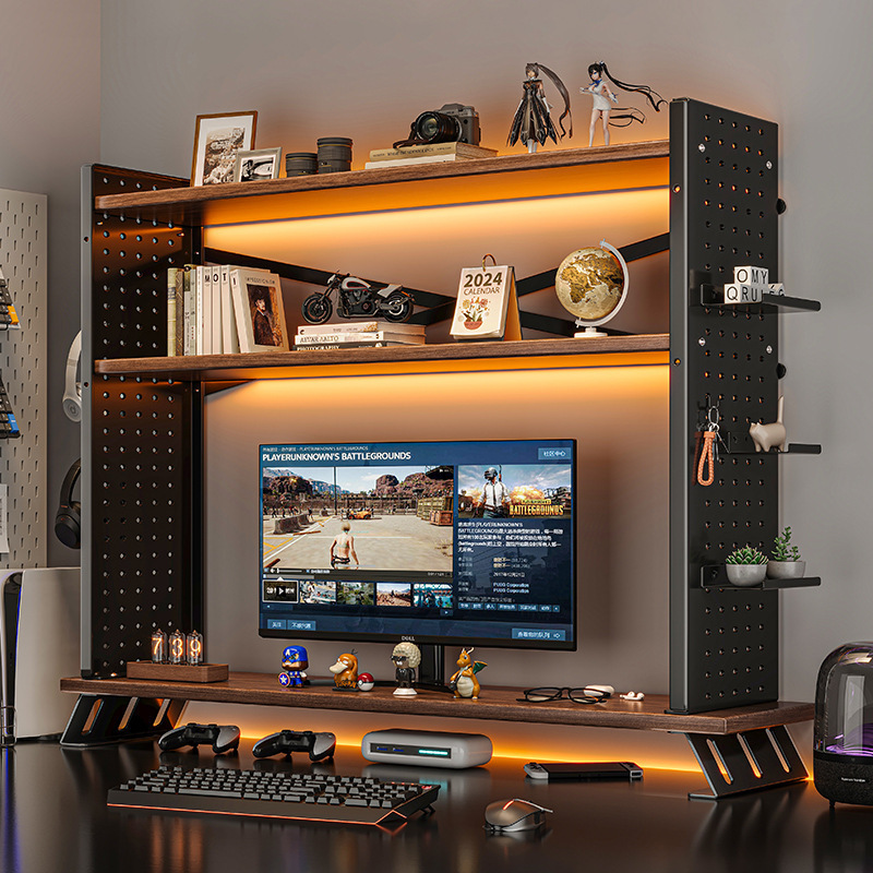 Desk shelf desk hole board multi-layer storage shelf shelf household desktop bookshelf computer height increasing shelf Desk shelf desk hole board multi-layer storage shelf shelf household desktop bookshelf computer height increasing shelf