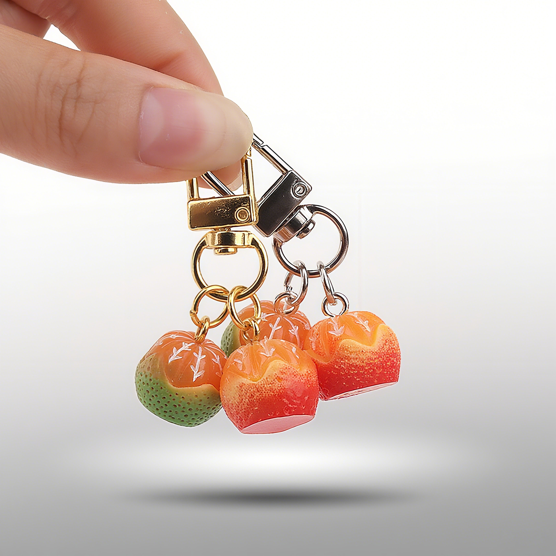 新款简约小橘子钥匙扣仿真立体桔子ins耳机套挂件手机壳配饰田园