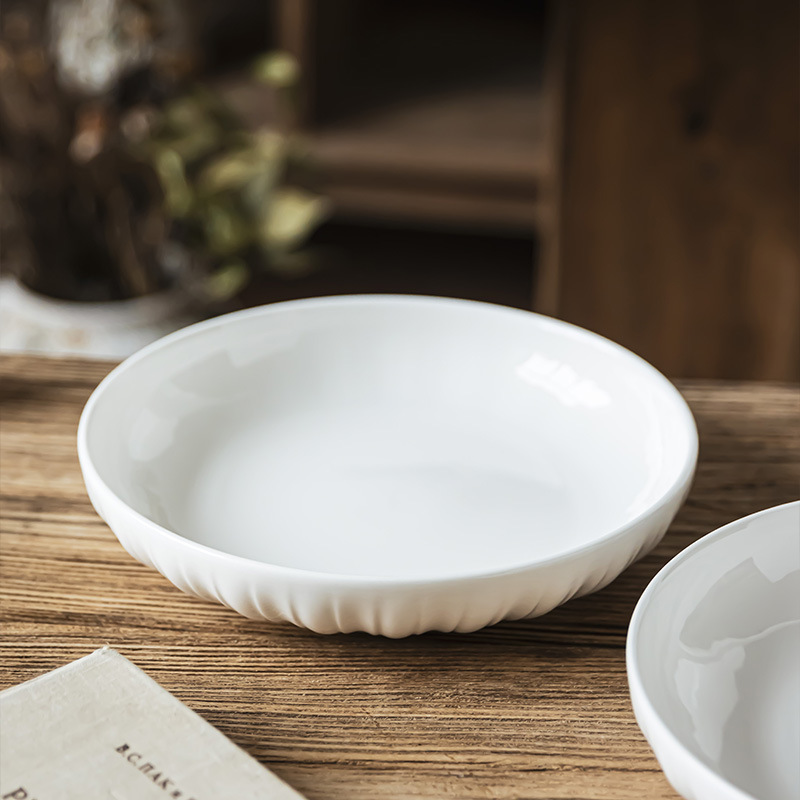 Plato de cerámica simple de color sólido platos de postres caseros platos de bocadillos de filete redondos platos de pasta