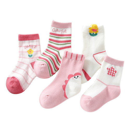 5 pairs - Children's socks Autumn/Winter crew socks for girls 6-12 years old, boys cartoon kids socks baby socks Spring/Autumn