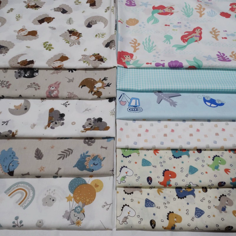 Без флуоресцентного агента хлопчатобумажный мультяшный постель детская ткань оптом 1,6 м шириной маленький динозавр