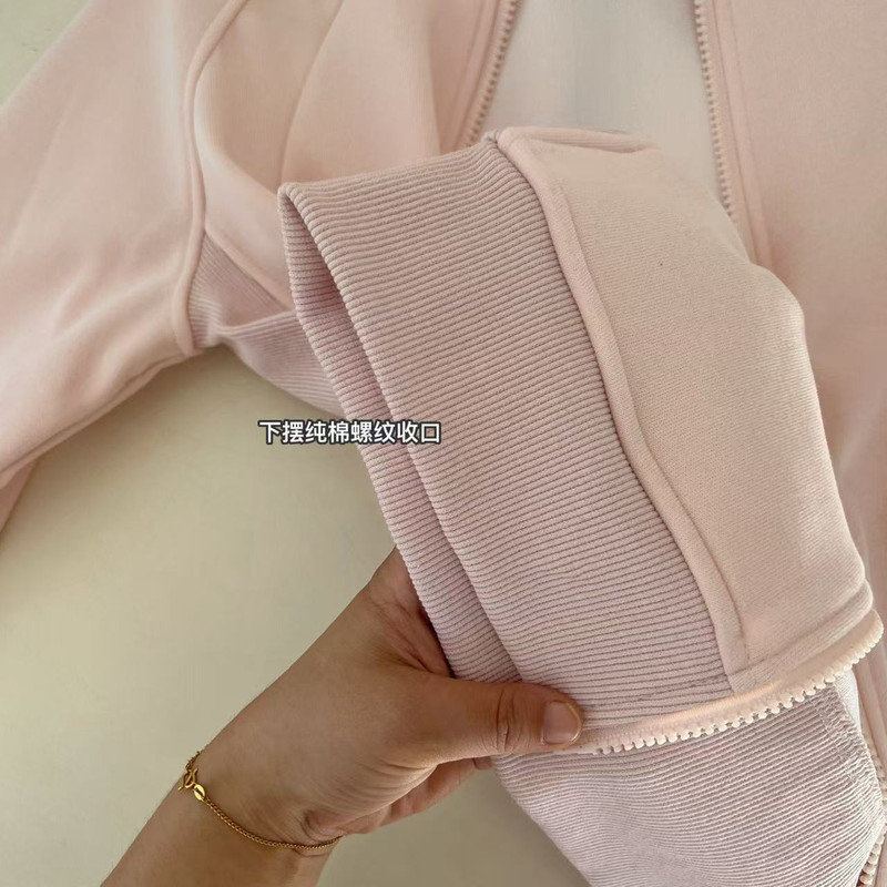 女款秋冬外套 lu家logo印花户外连帽拉链女式休闲外套 一件代发|undefined