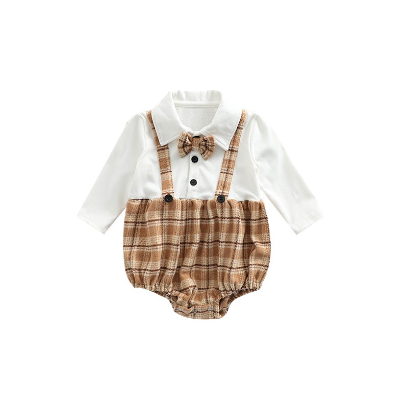 INS estilo coreano Otoño e Invierno Nuevo Caballero mono mameluco bebé recién nacido niños ropa de algodón de manga larga