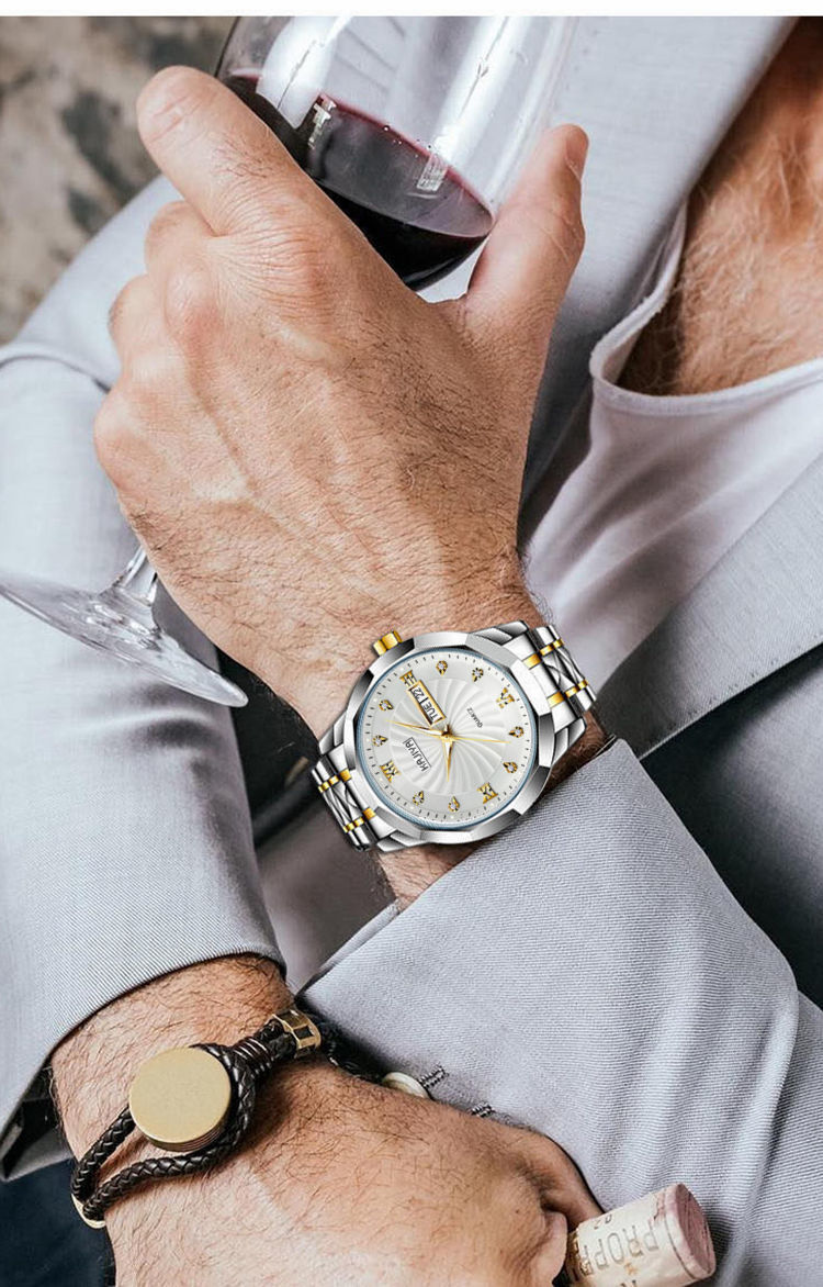 180g Weight Tempered Glass Mirror Material Stainless Steel Strap Material Watch Classification Pointer Display Type Butterfly Double Snap Buckle Style Round Dial Shape Daily Occasion Quartz Movement Round, Letter Pattern Men'S Gender Business Style Business Round Letter Butterfly Double Snap Quartz Men's Watches