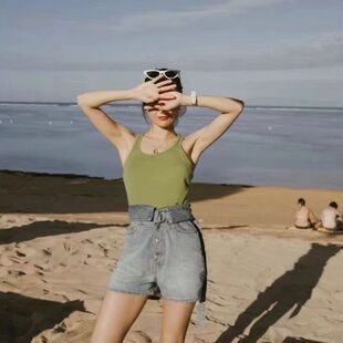 Nordic Fk Minimentary Rib Vest with Fashionable Slim-fit Sleeveless Top Sling I-shaped Vest for Women