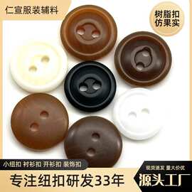 新款现货树脂纽扣仿果实扣高档简约polo衬衫扣高端两孔圆形小扣子