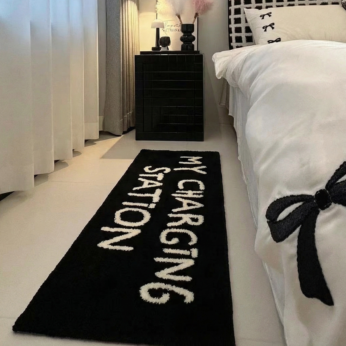 Tapis de chevet original, simple et épais, tapis de sol absorbant long pour salle de bain, tapis de sol antidérapant pour canapé dans la chambre_voghion.com