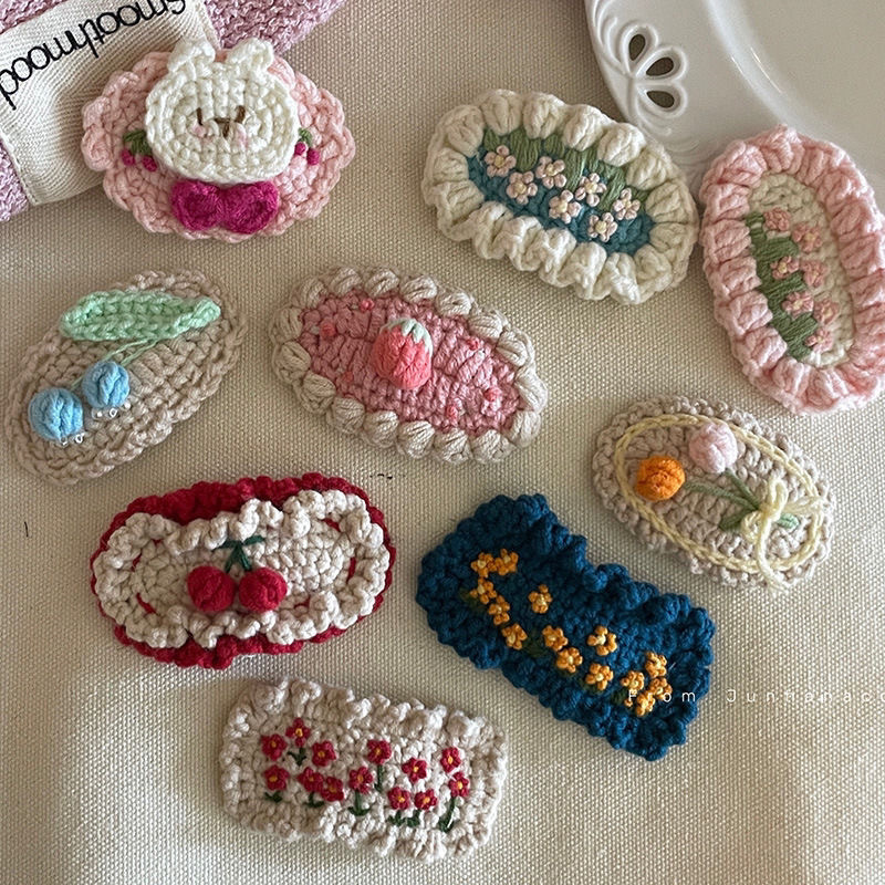 Cartoon woven knitted children's hairgrip handmade