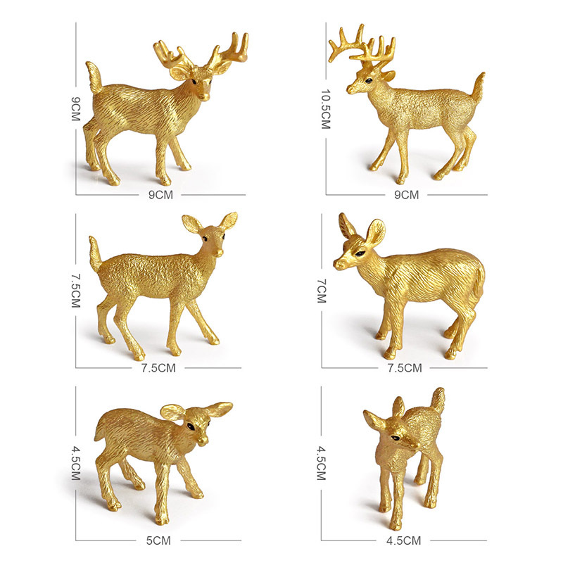 Transfronterizo nuevos niños educativos de bosque sólido animal oro blanco cola ciervo seis piezas modelo juguete regalo Decoración