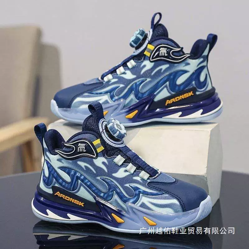 Обувь для мальчиков, весна 2025, новая детская спортивная обувь с поворотной пряжкой, средние и большие детские баскетбольные кроссовки для мальчиков, водонепроницаемые для бега