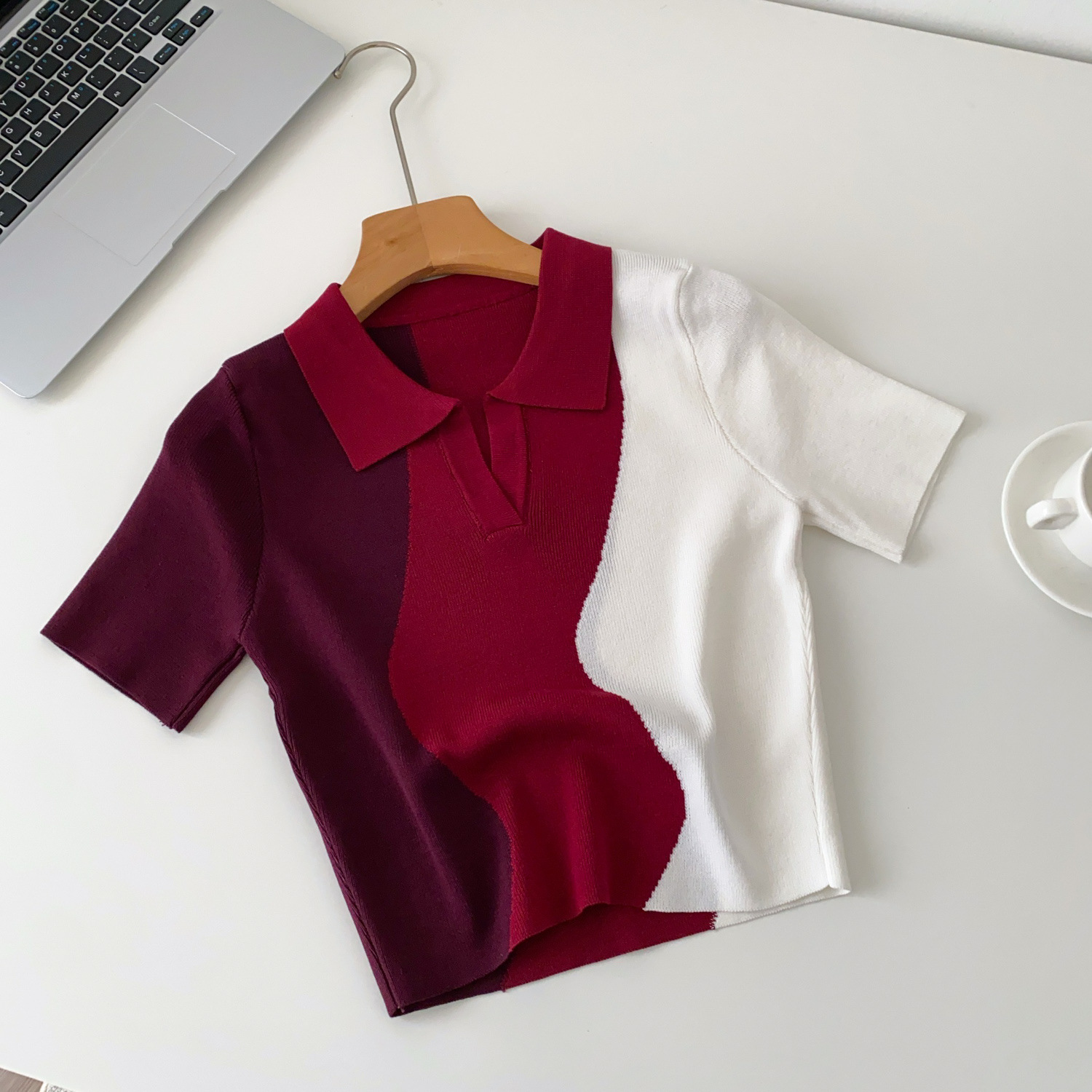 Chic Retro Polo Strickoberteil Für Damen - Stylische Bluse_voghion.com