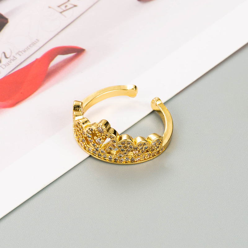 Fashion Letter Love Crown Pure Copper Micro-inlaid Color Zircon Ring display picture 7