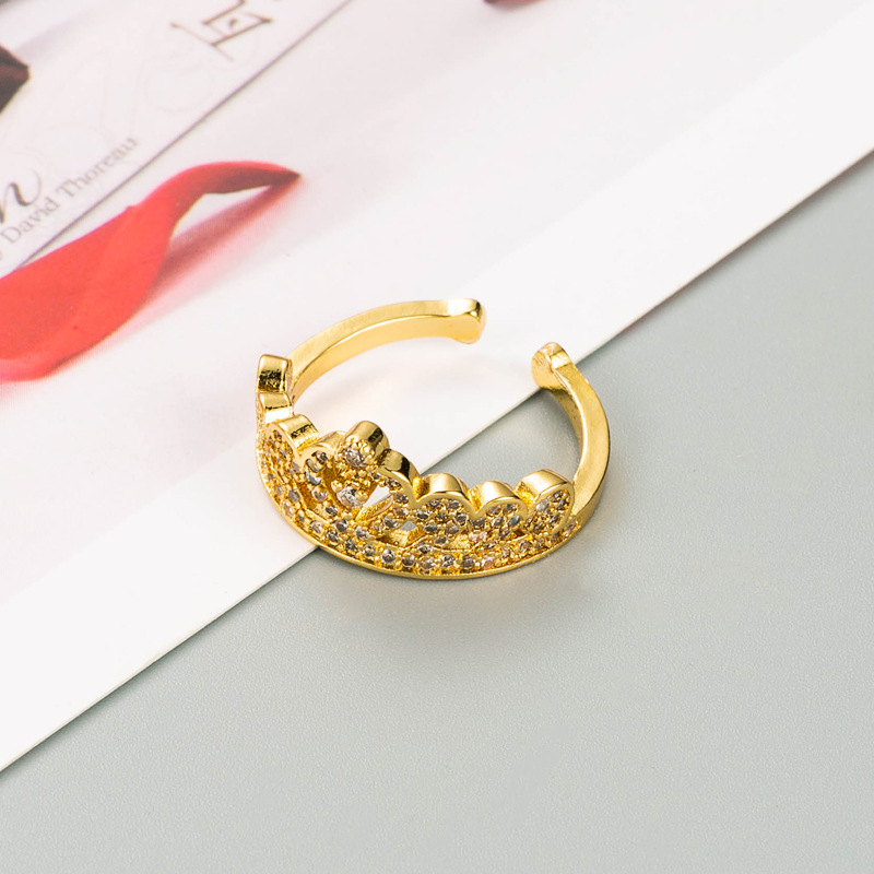 fashion letter LOVE crown copper micro-inlaid color zircon ring