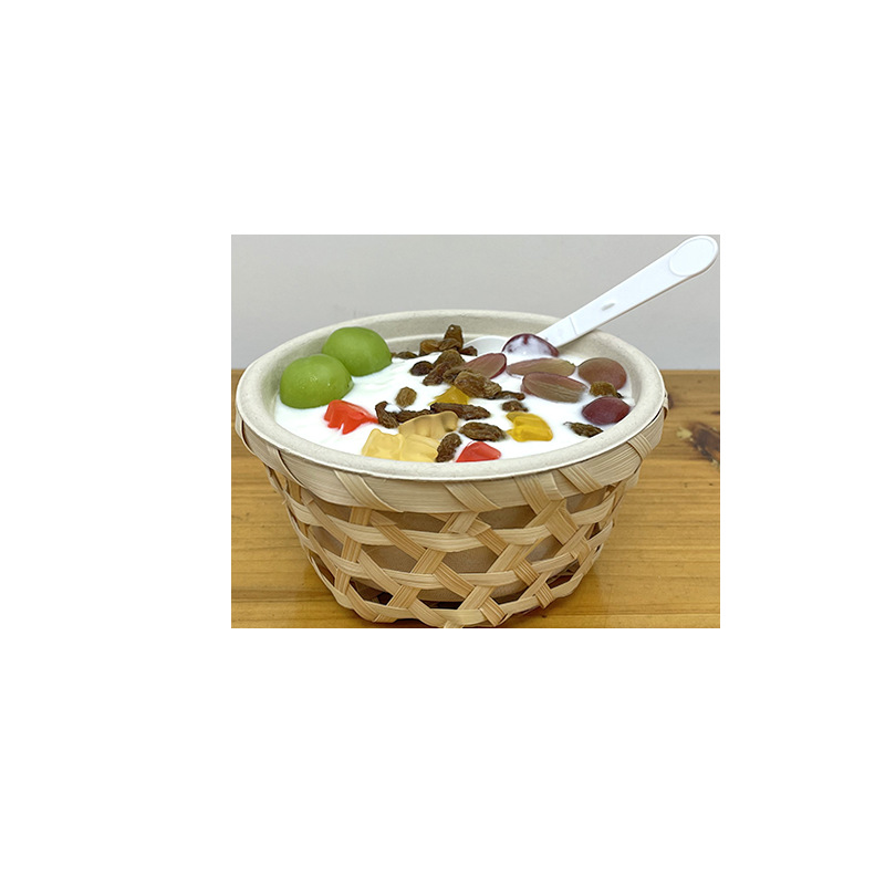 Tacos de barro de bambú, cestas de frutas, bocadillos, bocadillos, tiendas de té de leche, bocadillos creativos antiguos, decoración de pastel de flores de frijoles