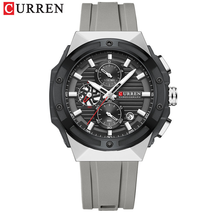CURREN / CARRIEN 8462 correa de silicona neutra relojes de negocios relojes de cuarzo redondos impermeables comercio exterior genuino