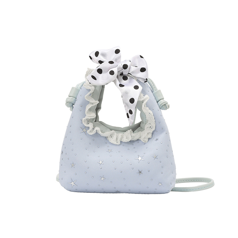 Bolsos de encaje para niños, nuevo arco de punto de onda, bolsos de mano para bebés, lindas estrellas pequeñas, bolsos de hombro para niñas