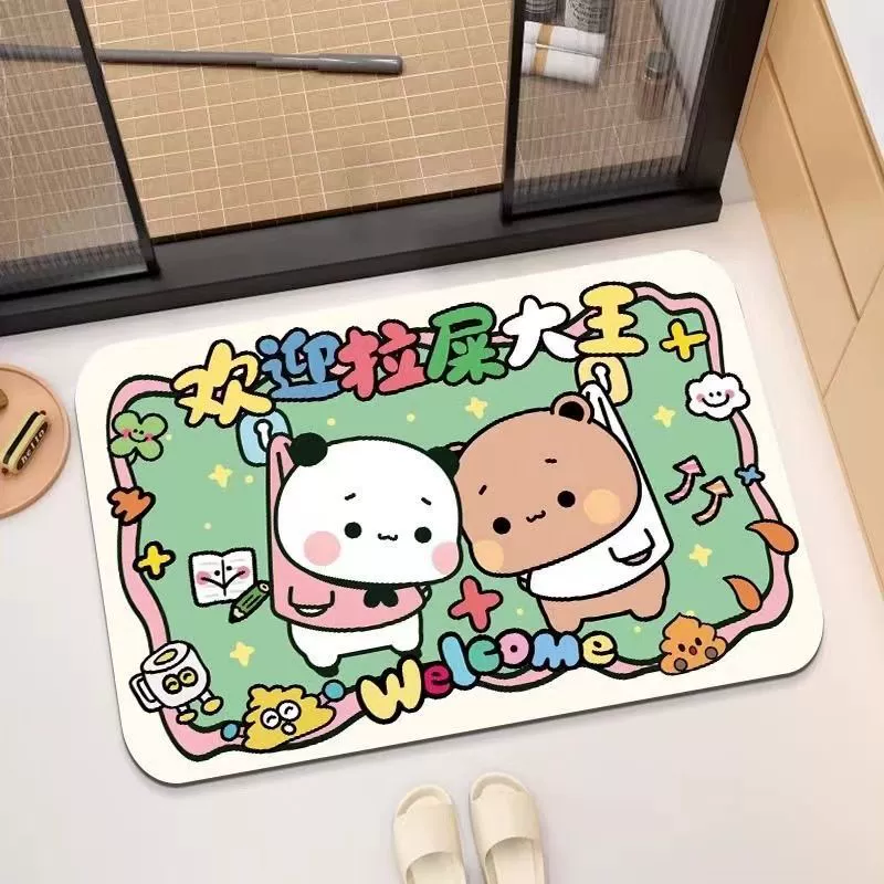 Милый коврик для ванной комнаты Bubu из диатомовой грязи, впитывающий быстросохнущий коврик для ног, нескользящий ковер для туалета