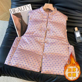 实拍2025年冬季新款刺绣提花双喜羽绒棉服加厚保暖背心文艺棉马甲