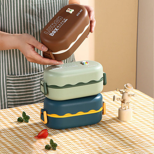 Cross-border microwave oven heated lunch box for work, double-layered student lunch box, Japanese lunch box set manufacturer wholesale