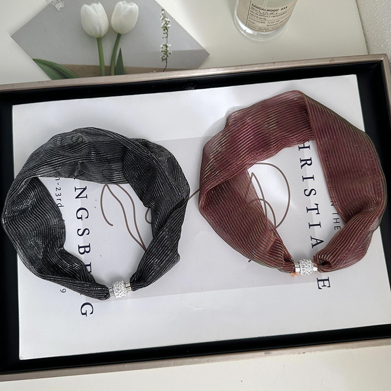 Moda de verano colorido bufandas de seda de absorción de cuello ocio de mujer ocio temperamento red bufandas cortas